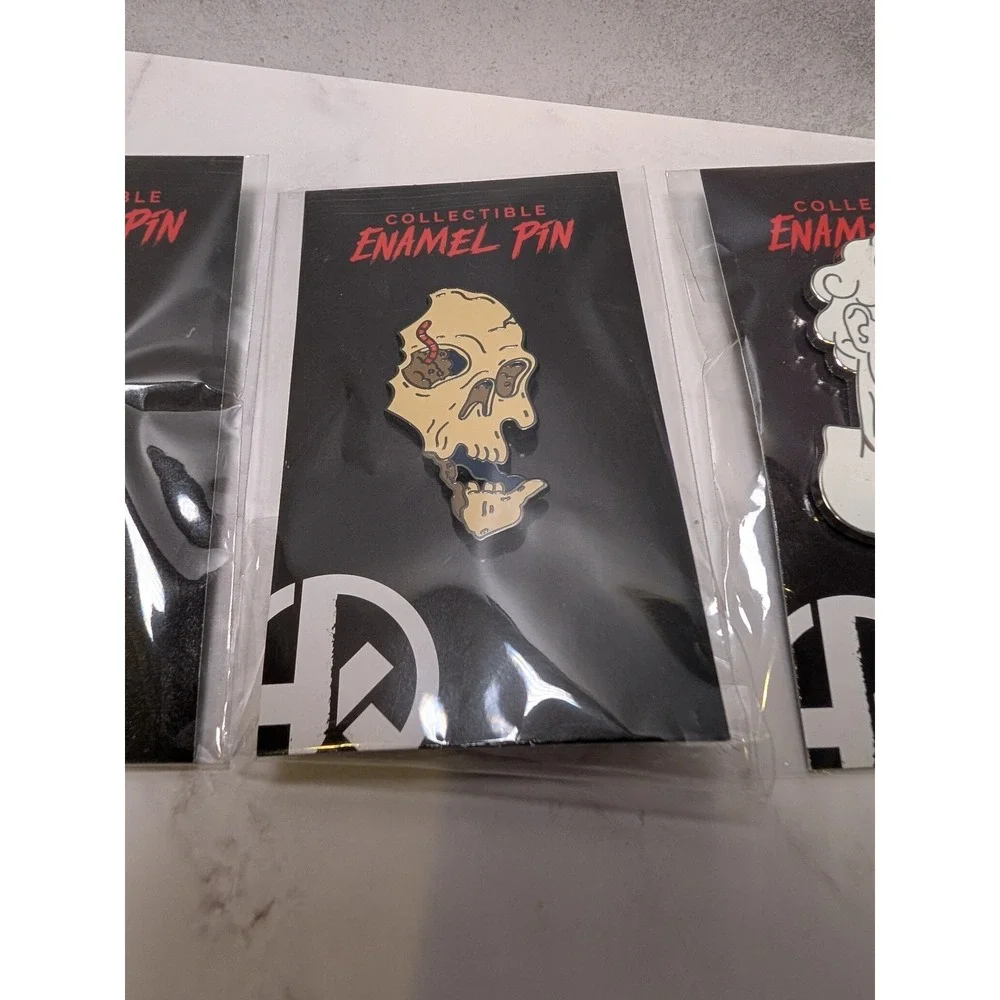 Hunt A Killer Enamel Pin Set Skull Bust Record Logo Mystery Game Collectibles